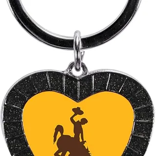 Photo of NCAA Wyoming Cowboys NCAA Rhinestone Heart Colored Keychain, Black, 3-inches in length