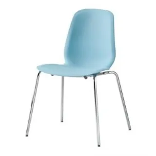 Photo of IKEA Set of 4 Leifarne Light Blue Modern Molded Dining Chairs on Chrome-Plated Legs