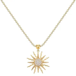 Photo of Dainty 14k Gold Sun Charm Necklace Non Tarnish