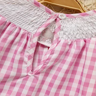 Photo of Toddler Girl Checkered Heart Embroidery Dress