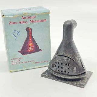Photo of 1970s MCM Fireplace Die Cast Pencil Sharpener w Box Dollhouse Miniature SC8
