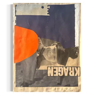 Photo of Original Mixed Media Modern Art Collage "Kragen" 8.5x11" Signed