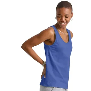Photo of New Hanes Womens Medium Essentials Deep Forte Blue 100% USA Cotton Tank Top