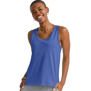 Photo of New Hanes Womens Medium Essentials Deep Forte Blue 100% USA Cotton Tank Top