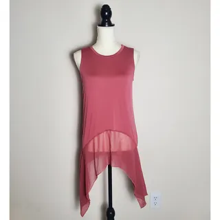 Photo of Anthropologie Mauve Pink Sheer Hem Tank Top Small
