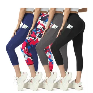 Photo of SIZE MEDIUM High Waisted Yoga Leggings 4 Pack - Tummy Control with Pockets