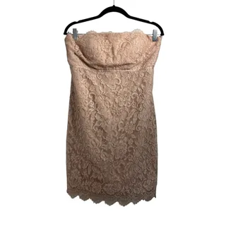 Photo of Jenny Yoo Blush Pink Strapless Lace Mini Bridesmaid Dress