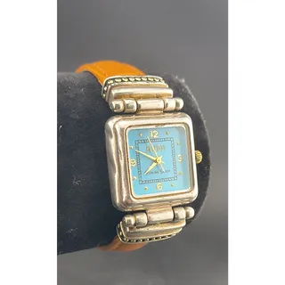Photo of Ecclissi 22490 Sterling Silver 925 Watch Turquoise Dial Square Leather New Bat