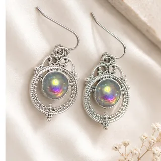 Photo of Elegant Boho moonstone Drop Earrings Women Silver Plated 
