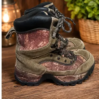 Photo of ITasca Youth Size 3 Waterproof Camo Hiking Hunting Boots 3M Thinsulate EUC