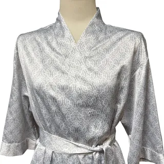 Photo of Cabernet by Sleep Sense Satin Wrap Robe Silver Gray White Medium