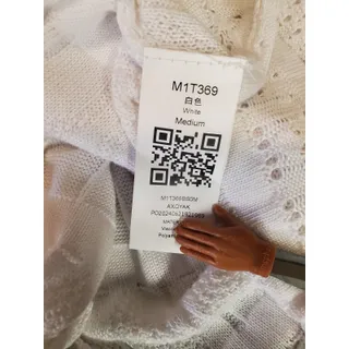 Photo of Womens Knit Dress Medium White Ribbed Long Sleeve Tiered Eyelet Knee Length