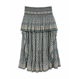 Photo of Moda Ibiza 70% Silk Boho High Low Ruffle Skirt Size M Made in India