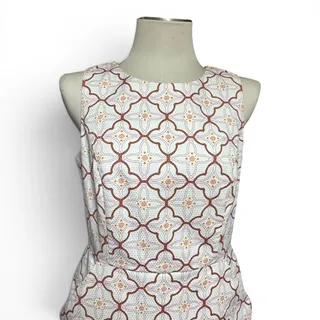 Photo of Boden Cotton Talia Trellis Sleeveless Sheath Dress Ivory Lavender 6L