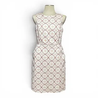 Photo of Boden Cotton Talia Trellis Sleeveless Sheath Dress Ivory Lavender 6L