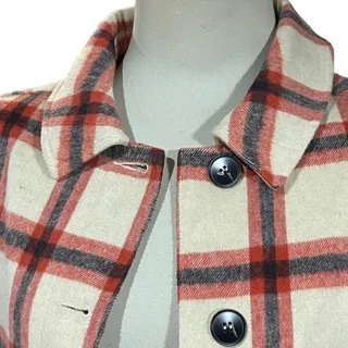 Photo of Ott Flannel Shirt Jacket Oatmeal Red Black Plaid Medium / Large