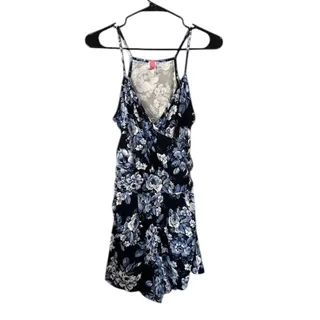 Photo of Route 3 Blue Multi Color Floral Sleeveless One Piece Romper Women Sz Sm