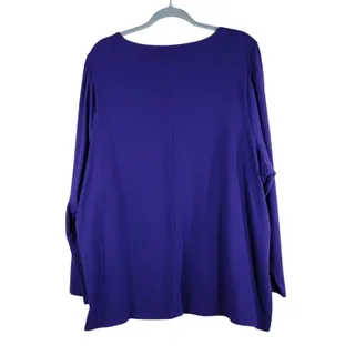 Photo of Lane Bryant Top Women’s 26/28 Purple Square Neck Long Sleeve Stretch Plus Cotton