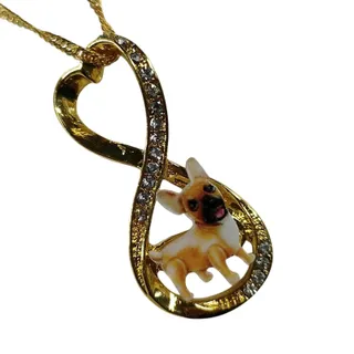Photo of NWOT French Bulldog Necklace Gold Plated Infinity Heart Charm Dog Pendant