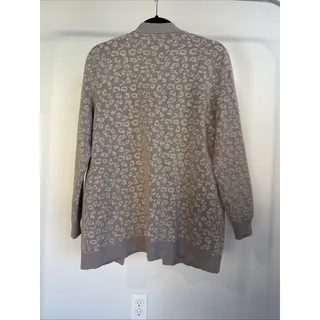 Photo of Cupcakes and Cashmere Leopard Print Open Front Longline Cardigan Sweater Tan S