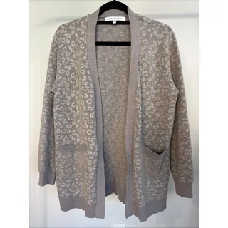 Photo of Cupcakes and Cashmere Leopard Print Open Front Longline Cardigan Sweater Tan S