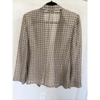 Photo of PRENDANG Women’s Linen & Ramie Plaid Open-Front Blazer