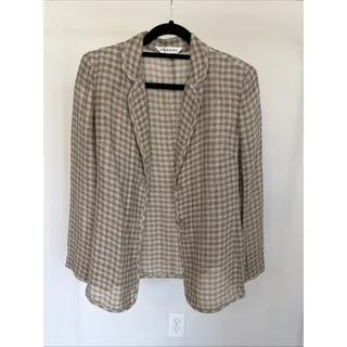 Photo of PRENDANG Women’s Linen & Ramie Plaid Open-Front Blazer