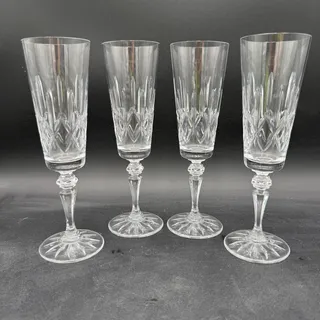 Photo of Vintage Baldmore by Galway Champagne Flutes 8 3/8" Cut Crystal Set/4
