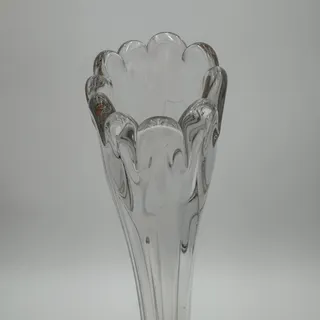 Photo of Clear Swung Glass 13.5" Footed Vase 10 points. Mid Century Modern