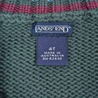 Photo of Vintage Lands End Toddler Varsity Cardigan 90s Knit Sweater 4T