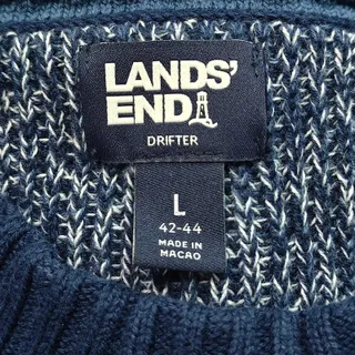 Photo of Lands' End Cotton Drifter Shaker Sweater Mens Large Casual Pullover