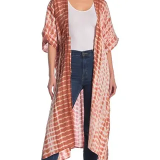 Photo of Long Tan Tie Dye Kimono Small