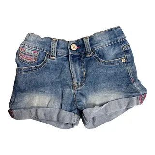 Photo of Jordache rolled cuff denim shorts pink stitching 3T