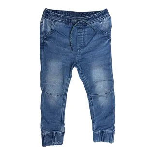Photo of Lupilu elastic drawstring waist blue denim jeans jogger cuff size 98 2-3 years