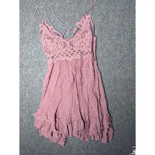 Photo of Free People FP One Mauve Crochet Lace Boho Adella Slip Dress large