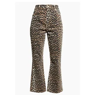 Photo of Ganni Betzy Leopard Crop Bootcut Jeans High Rise Flare Size 26