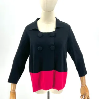 Photo of Worthington Black & Magenta 100% Cotton Double Breasted Coatigan Cardigan