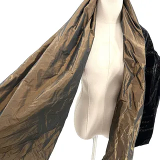 Photo of Vintage 90s Black Velvet Bronze Iridescent Wrap Glitter Formal Shawl Wrap