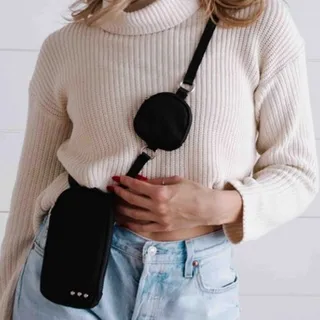 Photo of Nessa Nylon Crossbody Phone Bag with Pouch Black