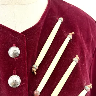 Photo of Vintage 90s Double D Ranch Burgundy Cotton Velvet Western Beaded Cropped Blazer