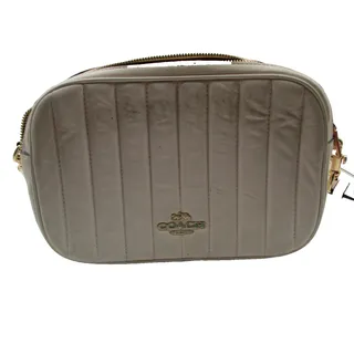 Photo of Coach Crossbody Bag Womens Small White Quilted Leather Gold Hardware Zip