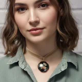 Photo of Vintage Upcycled Floral Cloisonné Pendant Handmade Choker Necklace