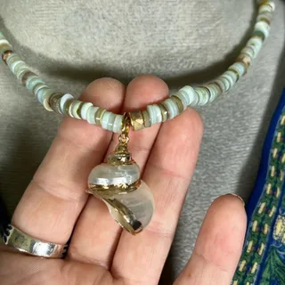 Photo of Handmade Beaded Necklace with Shell Pendant