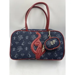Photo of Baby Phat Denim Monogram Satchel Top Handle Zip Tote Bag w/ Coin Purse NWT