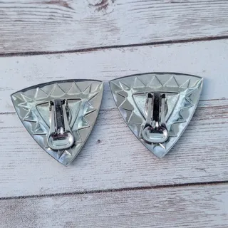 Photo of Vintage Clip On Earrings Unusual Statement Large Triangle Shape