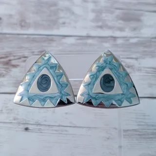 Photo of Vintage Clip On Earrings Unusual Statement Large Triangle Shape
