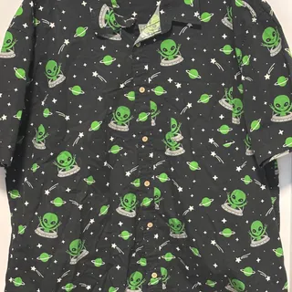 Photo of Men’s alien graphic button down shirt 2XL