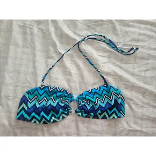 Photo of Old Navy Blue Geometric Print Bandeau Swim Top, Women's Medium
