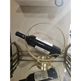 Photo of Modern Simple Circle Ring Tabletop Display Wine Rack Bottle Holder, Gold