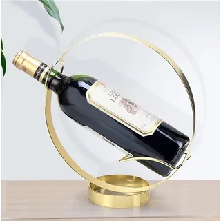 Photo of Modern Simple Circle Ring Tabletop Display Wine Rack Bottle Holder, Gold